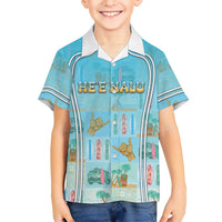 Custom Hawaii Surfing Family Matching Tank Maxi Dress and Hawaiian Shirt He'e Nalu DT05 Son's Shirt Blue - Polynesian Pride