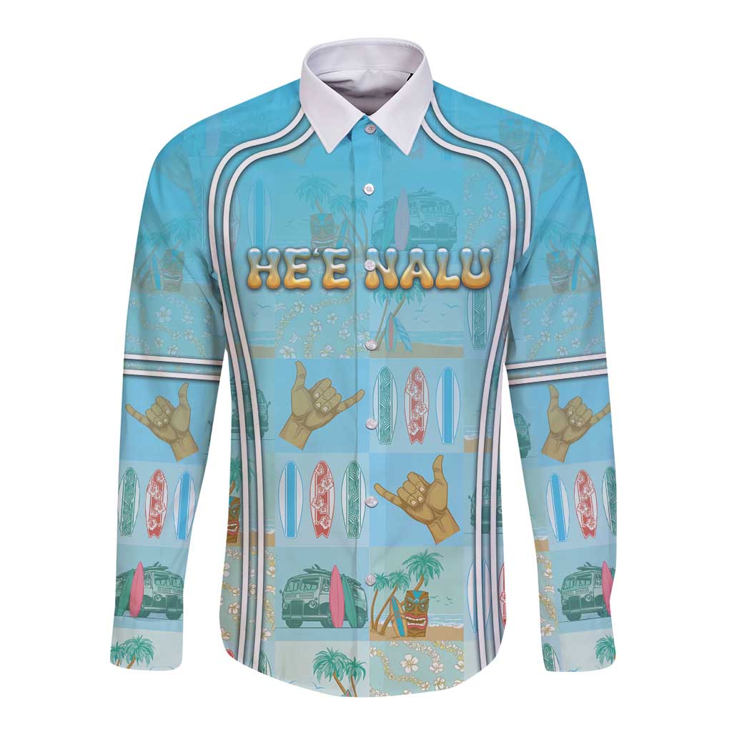 Custom Hawaii Surfing Long Sleeve Button Shirt He'e Nalu