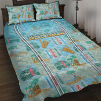 Hawaii Surfing Quilt Bed Set He'e Nalu DT05 Blue - Polynesian Pride