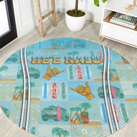 Hawaii Surfing Round Carpet He'e Nalu
