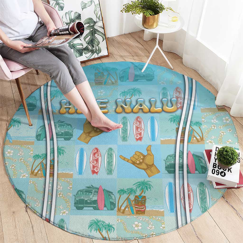 Hawaii Surfing Round Carpet He'e Nalu