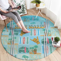 Hawaii Surfing Round Carpet He'e Nalu