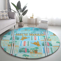 Hawaii Surfing Round Carpet He'e Nalu