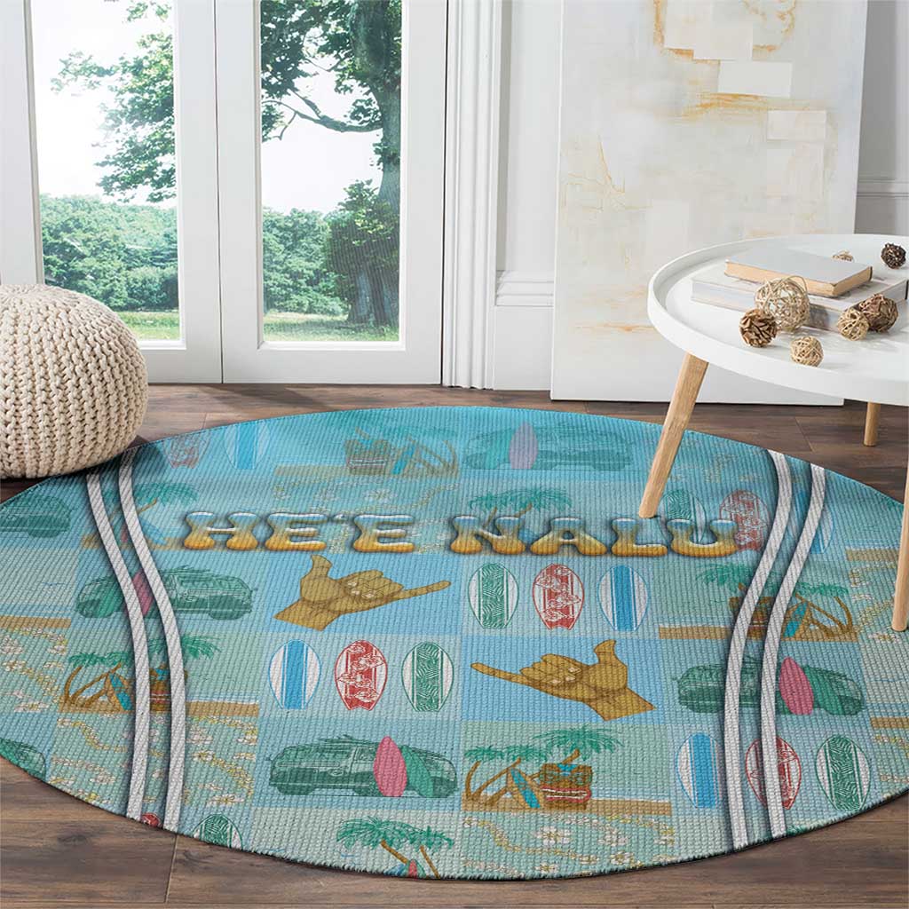 Hawaii Surfing Round Carpet He'e Nalu