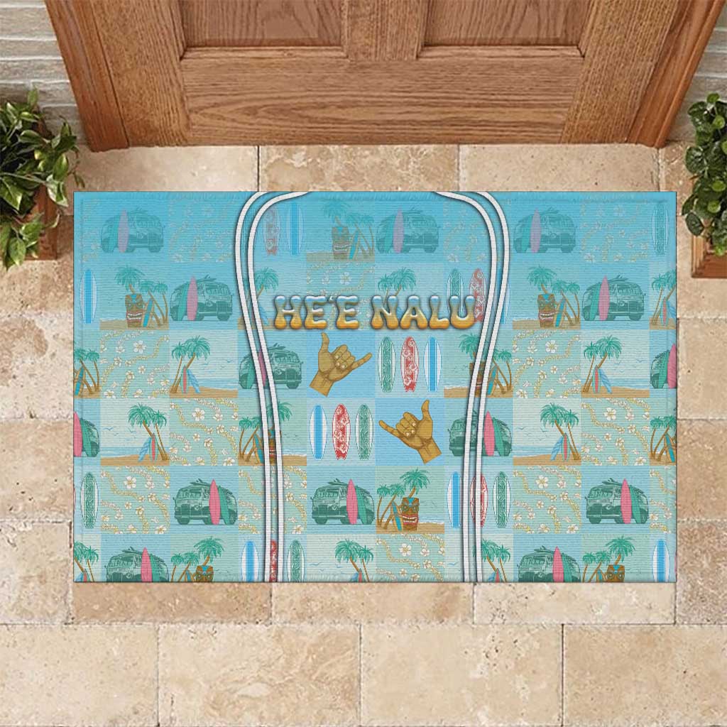 Hawaii Surfing Rubber Doormat He'e Nalu DT05 Blue - Polynesian Pride