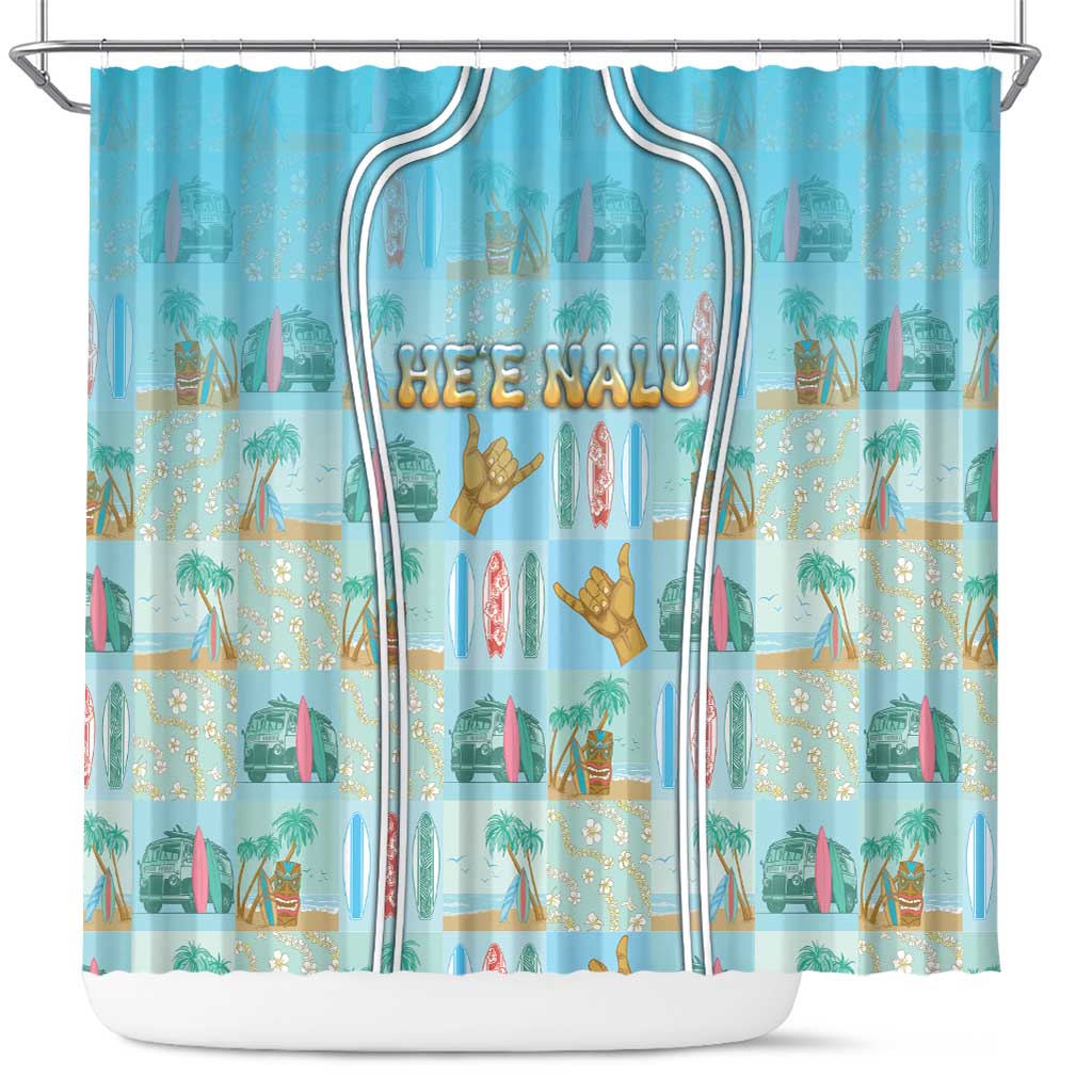 Hawaii Surfing Shower Curtain He'e Nalu DT05 Blue - Polynesian Pride