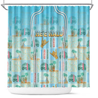 Hawaii Surfing Shower Curtain He'e Nalu DT05 Blue - Polynesian Pride