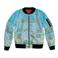 Custom Hawaii Surfing Sleeve Zip Bomber Jacket He'e Nalu