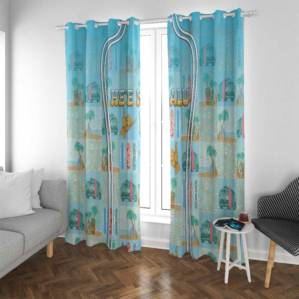 Hawaii Surfing Window Curtain He'e Nalu DT05 With Grommets Blue - Polynesian Pride