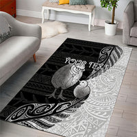 Personalised New Zealand Father's Day Area Rug Papa Kiwi Bird Tribal Pattern