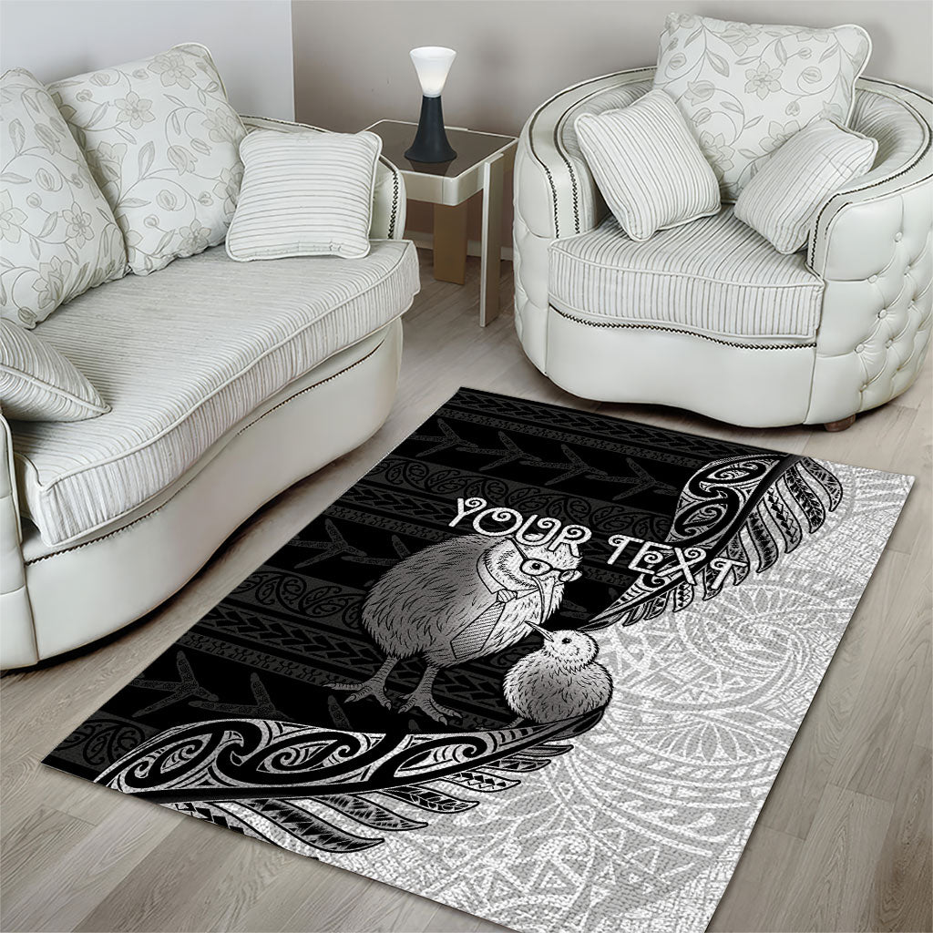 Personalised New Zealand Father's Day Area Rug Papa Kiwi Bird Tribal Pattern