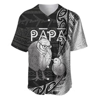 Personalised New Zealand Father's Day Baseball Jersey Papa Kiwi Bird Tribal Pattern