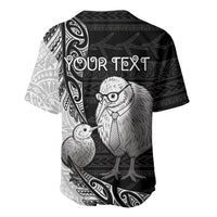 Personalised New Zealand Father's Day Baseball Jersey Papa Kiwi Bird Tribal Pattern