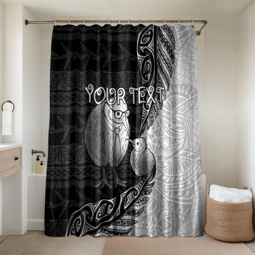 Personalised New Zealand Father's Day Bathroom Set Papa Kiwi Bird Tribal Pattern