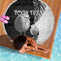 Personalised New Zealand Father's Day Beach Blanket Papa Kiwi Bird Tribal Pattern