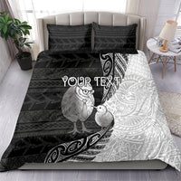 Personalised New Zealand Father's Day Bedding Set Papa Kiwi Bird Tribal Pattern