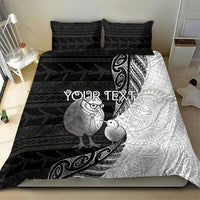 Personalised New Zealand Father's Day Bedding Set Papa Kiwi Bird Tribal Pattern