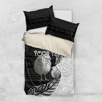 Personalised New Zealand Father's Day Bedding Set Papa Kiwi Bird Tribal Pattern