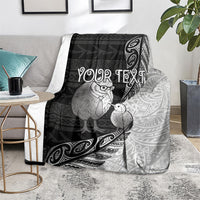 Personalised New Zealand Father's Day Blanket Papa Kiwi Bird Tribal Pattern
