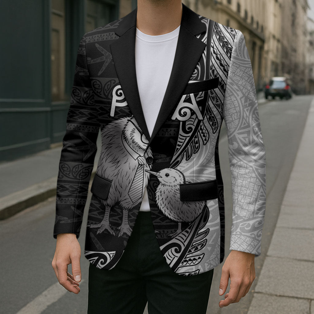 Personalised New Zealand Father's Day Blazer Papa Kiwi Bird Tribal Pattern