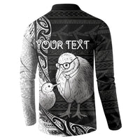 Personalised New Zealand Father's Day Button Sweatshirt Papa Kiwi Bird Tribal Pattern