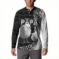 Personalised New Zealand Father's Day Button Sweatshirt Papa Kiwi Bird Tribal Pattern