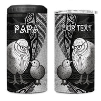 Personalised New Zealand Father's Day 4 in 1 Can Cooler Tumbler Papa Kiwi Bird Tribal Pattern