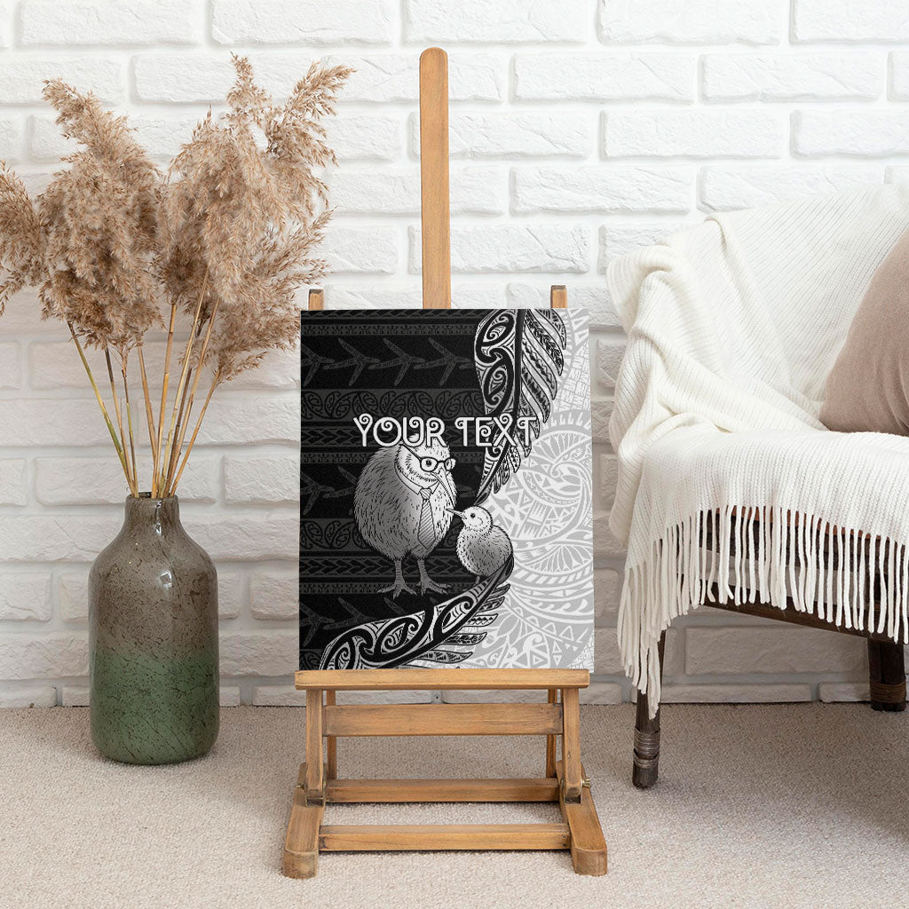 Personalised New Zealand Father's Day Canvas Wall Art Papa Kiwi Bird Tribal Pattern