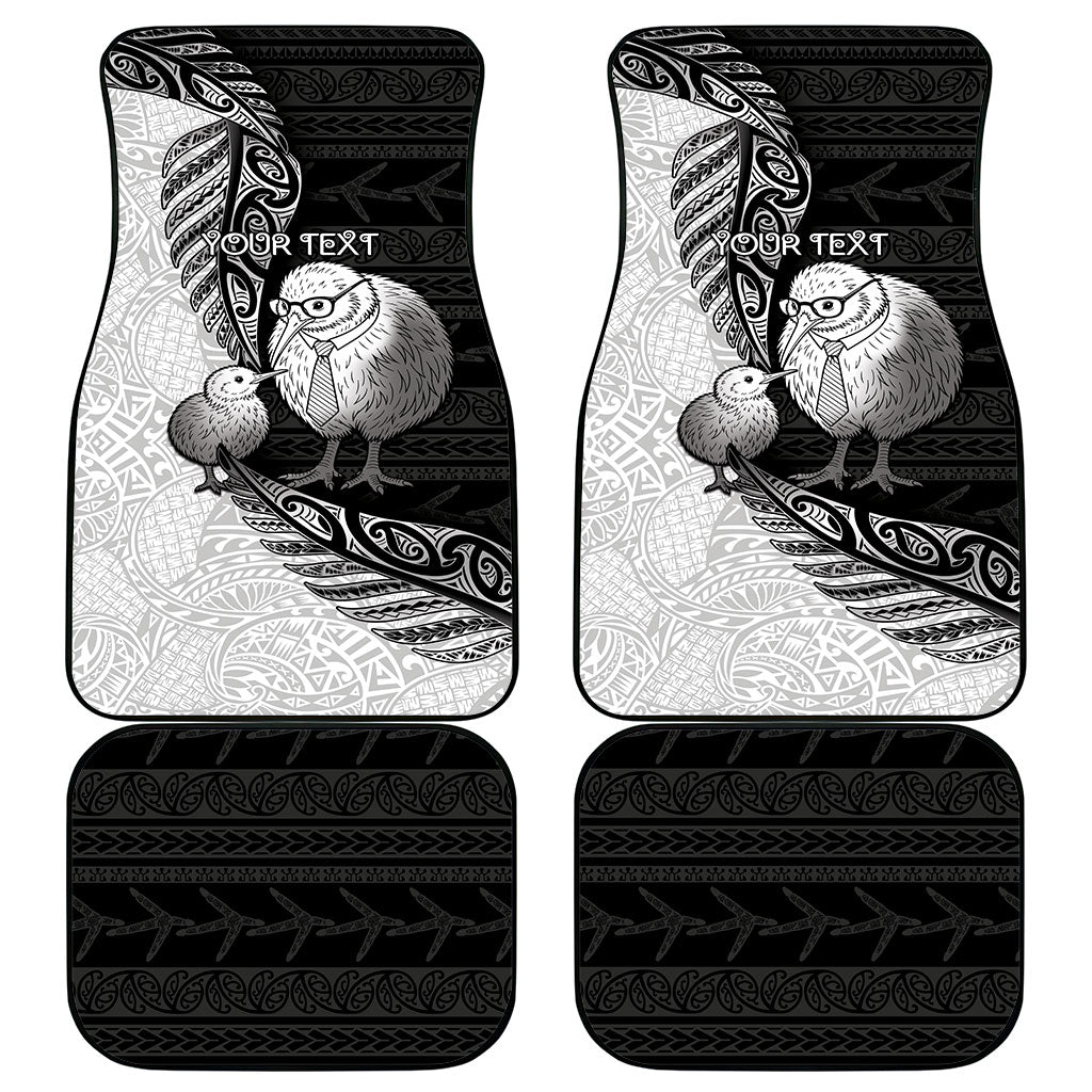Personalised New Zealand Father's Day Car Mats Papa Kiwi Bird Tribal Pattern
