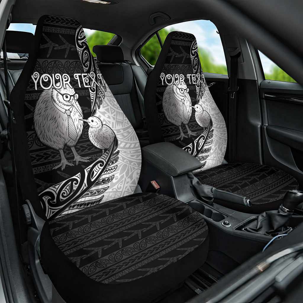 Personalised New Zealand Father's Day Car Seat Cover Papa Kiwi Bird Tribal Pattern