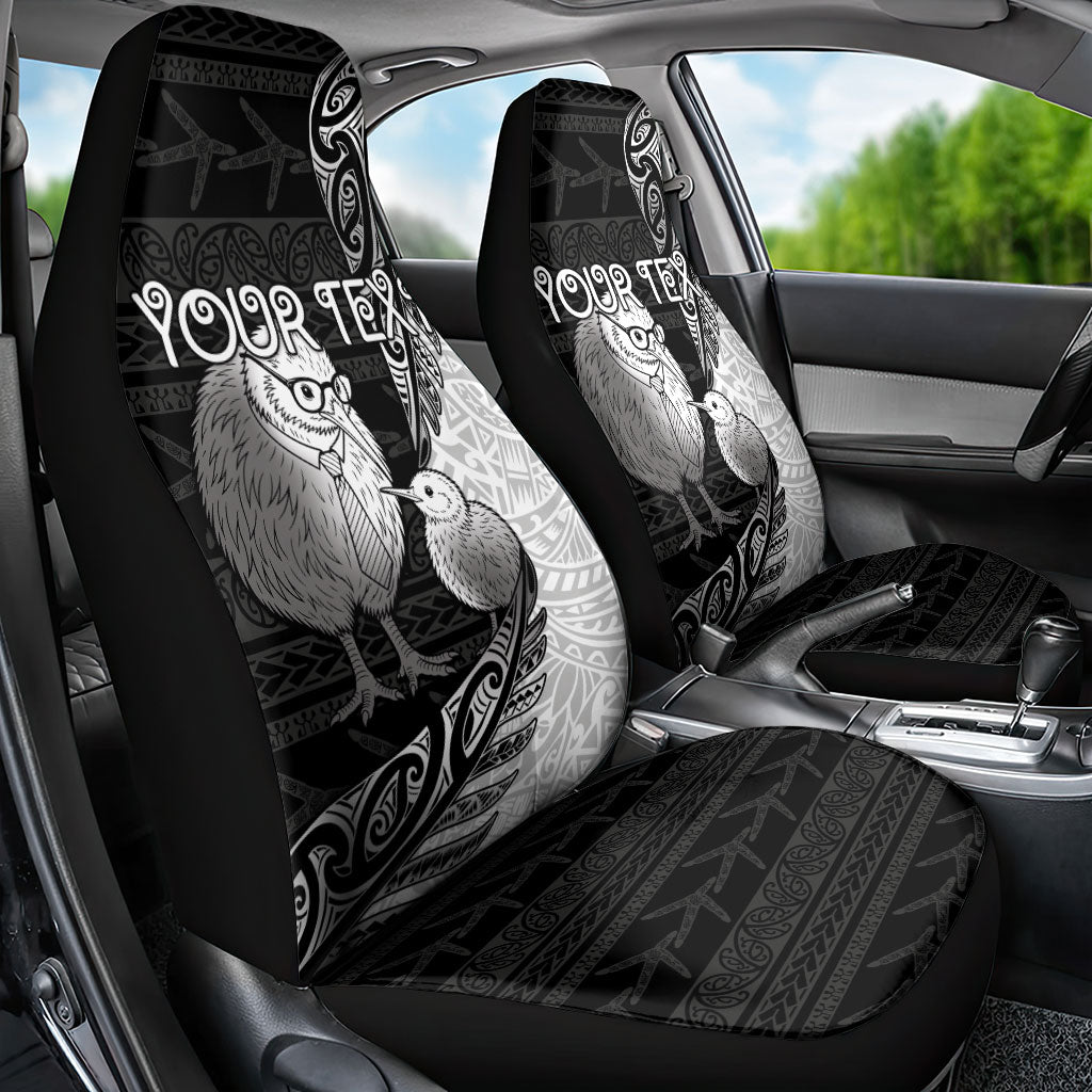 Personalised New Zealand Father's Day Car Seat Cover Papa Kiwi Bird Tribal Pattern