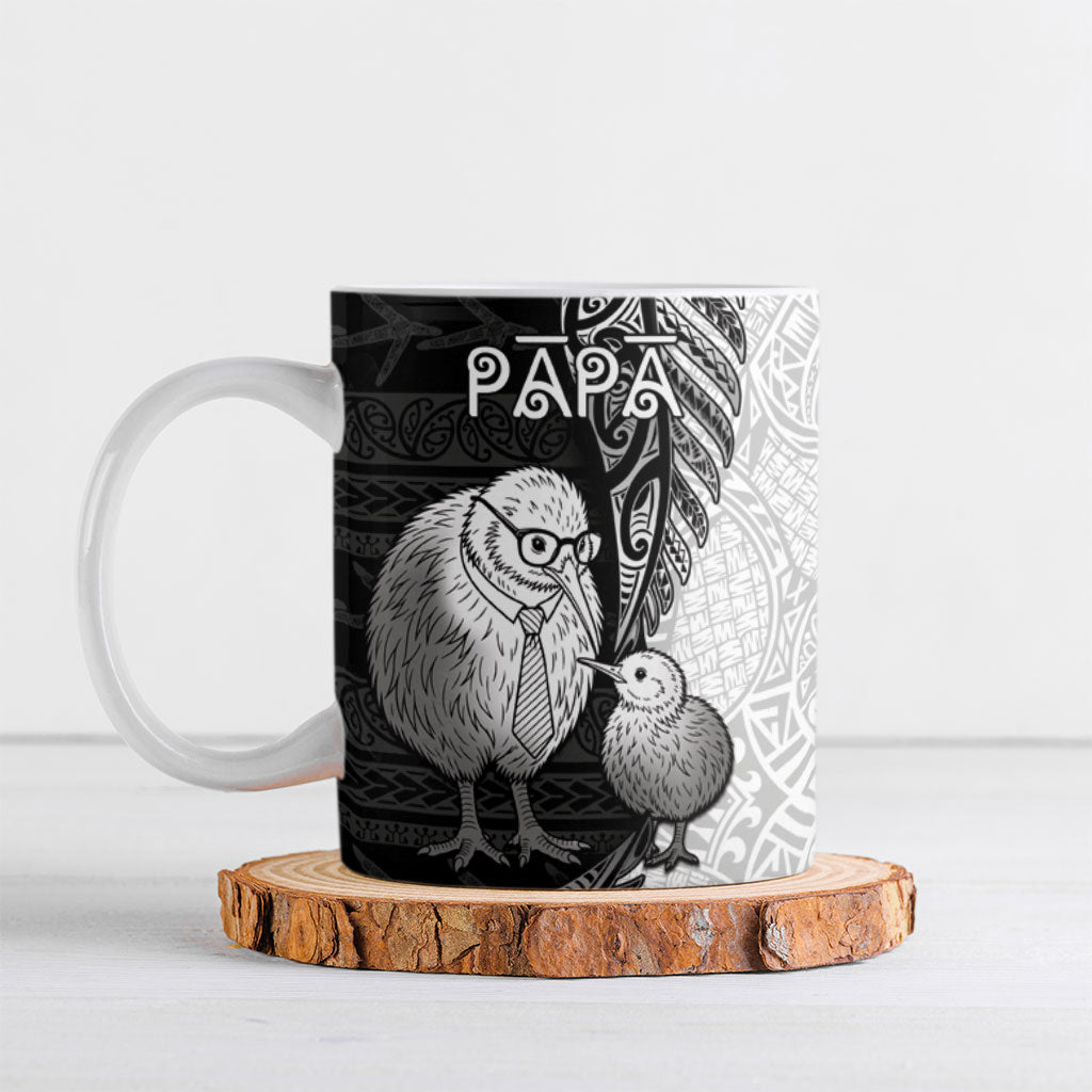 Personalised New Zealand Father's Day Ceramic Mug Papa Kiwi Bird Tribal Pattern
