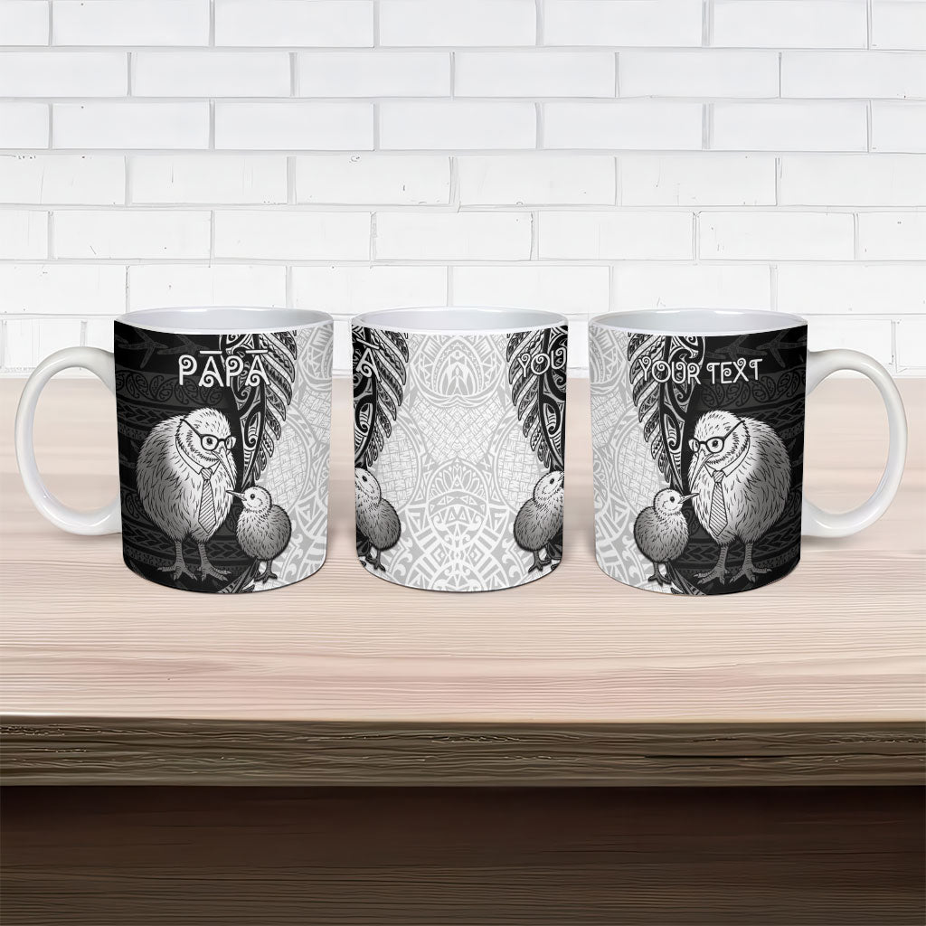 Personalised New Zealand Father's Day Ceramic Mug Papa Kiwi Bird Tribal Pattern