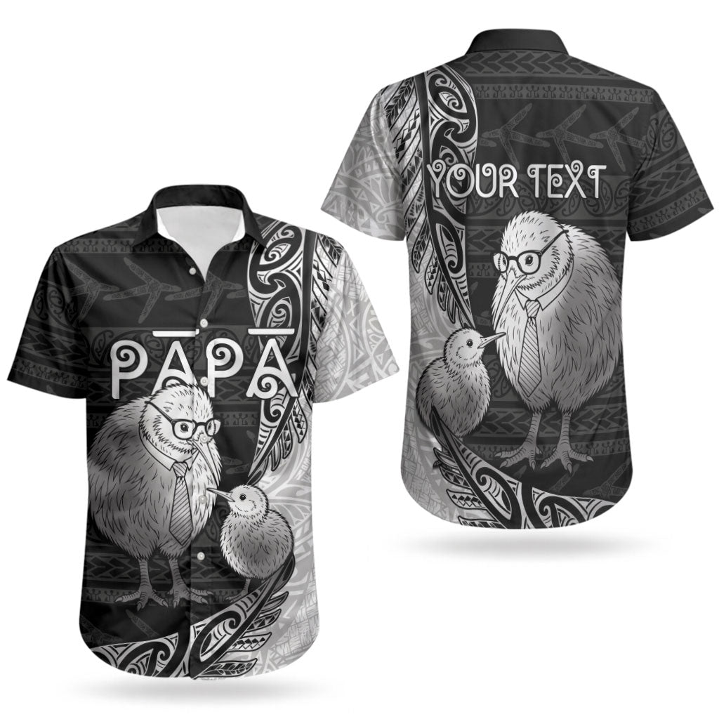 Personalised New Zealand Father's Day Couples Matching Summer Maxi Dress and Hawaiian Shirt Papa Kiwi Bird Tribal Pattern