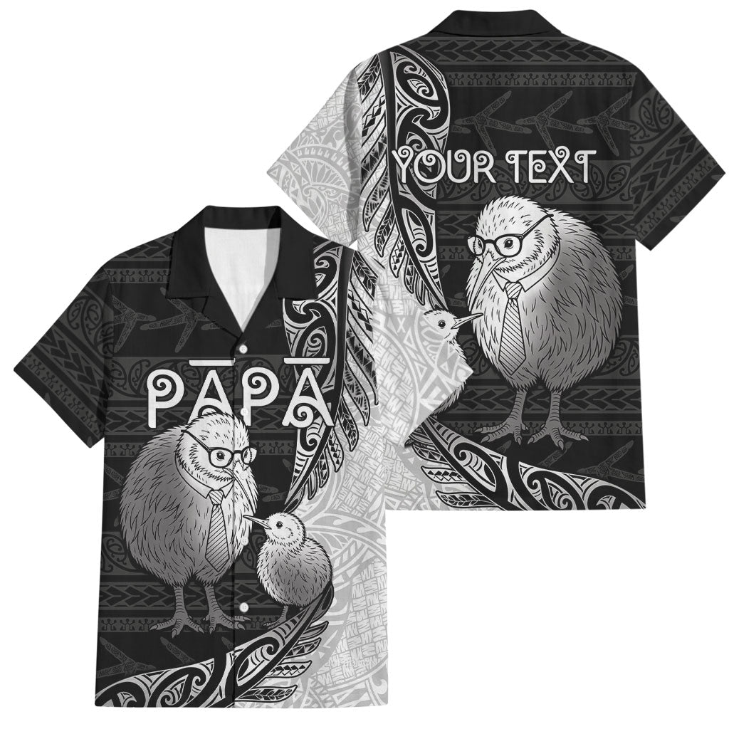 Personalised New Zealand Father's Day Family Matching Long Sleeve Bodycon Dress and Hawaiian Shirt Papa Kiwi Bird Tribal Pattern