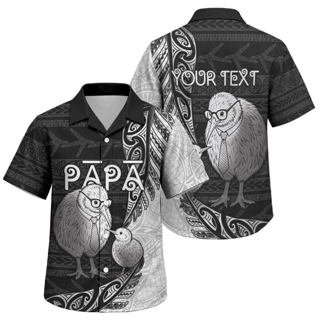 Personalised New Zealand Father's Day Family Matching Long Sleeve Bodycon Dress and Hawaiian Shirt Papa Kiwi Bird Tribal Pattern