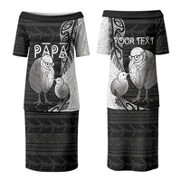 Personalised New Zealand Father's Day Family Matching Puletasi and Hawaiian Shirt Papa Kiwi Bird Tribal Pattern