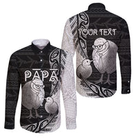 Personalised New Zealand Father's Day Family Matching Tank Maxi Dress and Hawaiian Shirt Papa Kiwi Bird Tribal Pattern