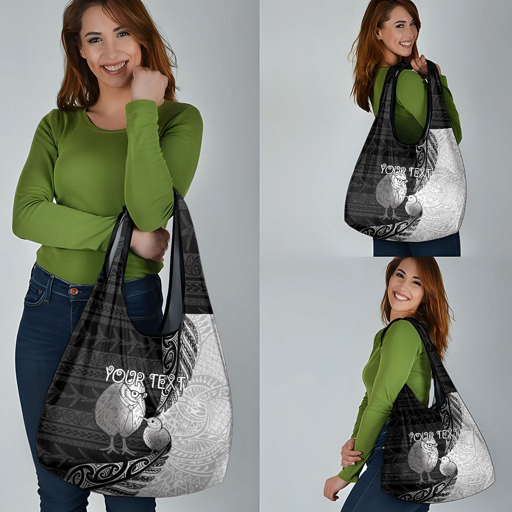 Personalised New Zealand Father's Day Grocery Bag Papa Kiwi Bird Tribal Pattern