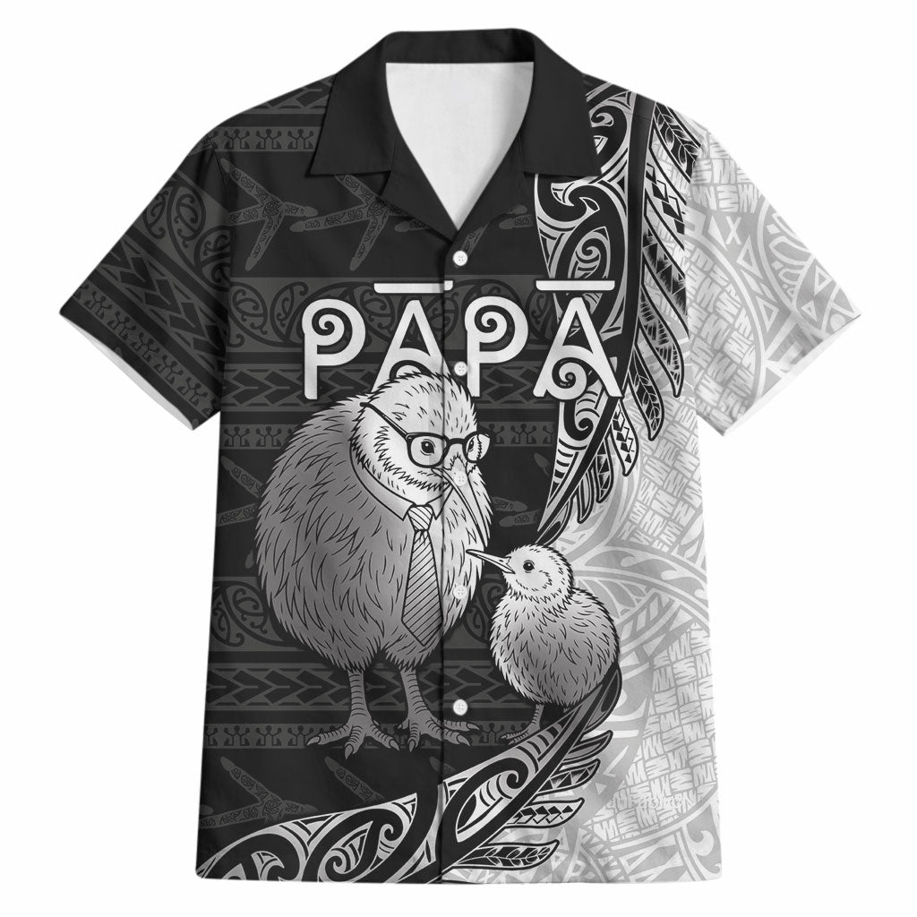 Personalised New Zealand Father's Day Hawaiian Shirt Papa Kiwi Bird Tribal Pattern