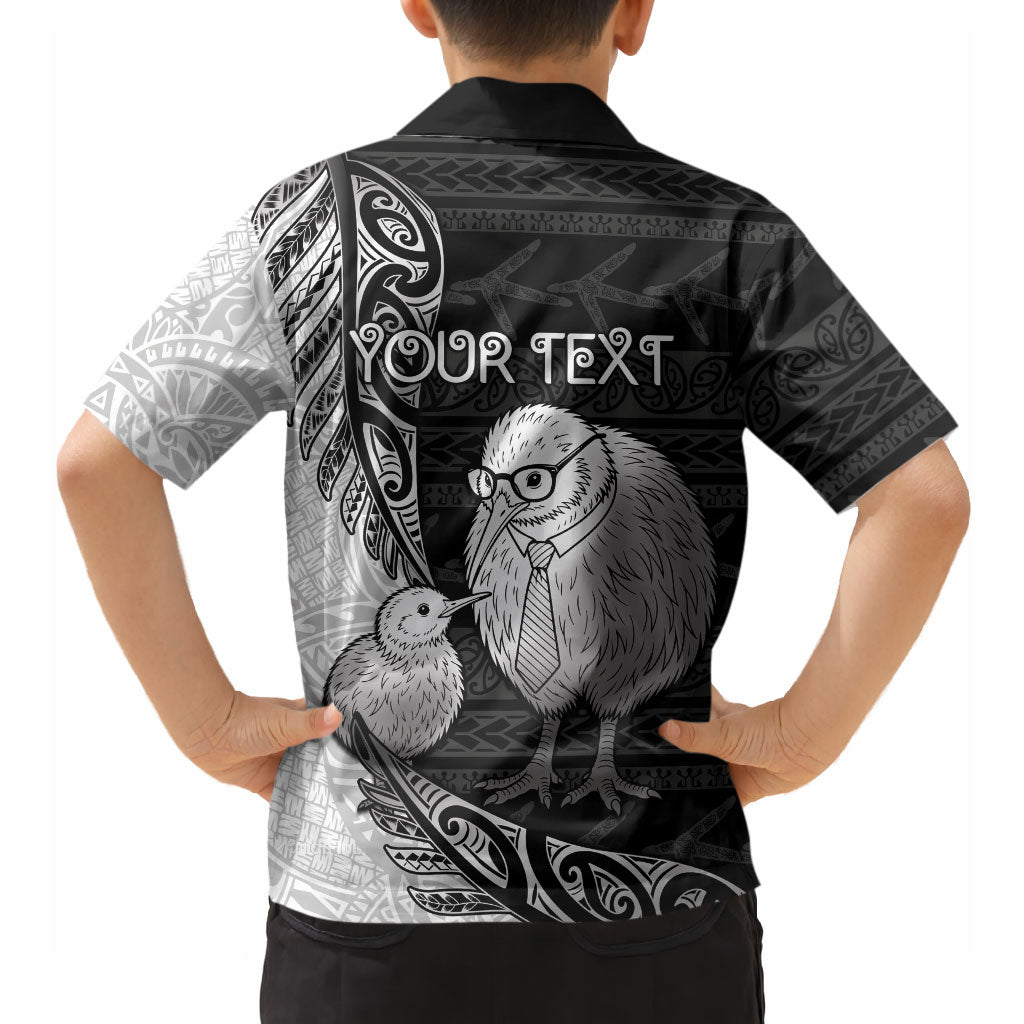 Personalised New Zealand Father's Day Hawaiian Shirt Papa Kiwi Bird Tribal Pattern