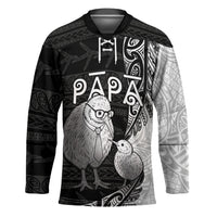 Personalised New Zealand Father's Day Hockey Jersey Papa Kiwi Bird Tribal Pattern