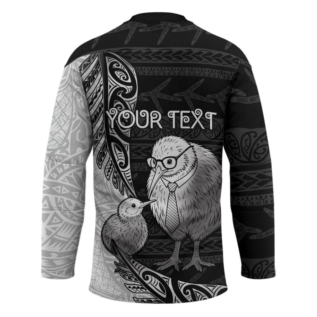 Personalised New Zealand Father's Day Hockey Jersey Papa Kiwi Bird Tribal Pattern