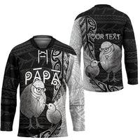 Personalised New Zealand Father's Day Hockey Jersey Papa Kiwi Bird Tribal Pattern