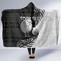 Personalised New Zealand Father's Day Hooded Blanket Papa Kiwi Bird Tribal Pattern