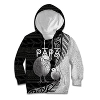 Personalised New Zealand Father's Day Kid Hoodie Papa Kiwi Bird Tribal Pattern