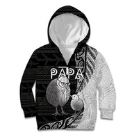 Personalised New Zealand Father's Day Kid Hoodie Papa Kiwi Bird Tribal Pattern