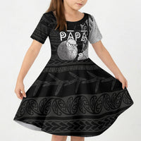 Personalised New Zealand Father's Day Kid Short Sleeve Dress Papa Kiwi Bird Tribal Pattern