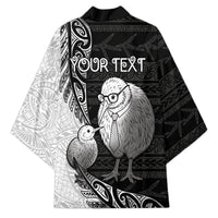 Personalised New Zealand Father's Day Kimono Papa Kiwi Bird Tribal Pattern