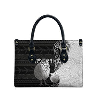 Personalised New Zealand Father's Day Leather Bag Papa Kiwi Bird Tribal Pattern